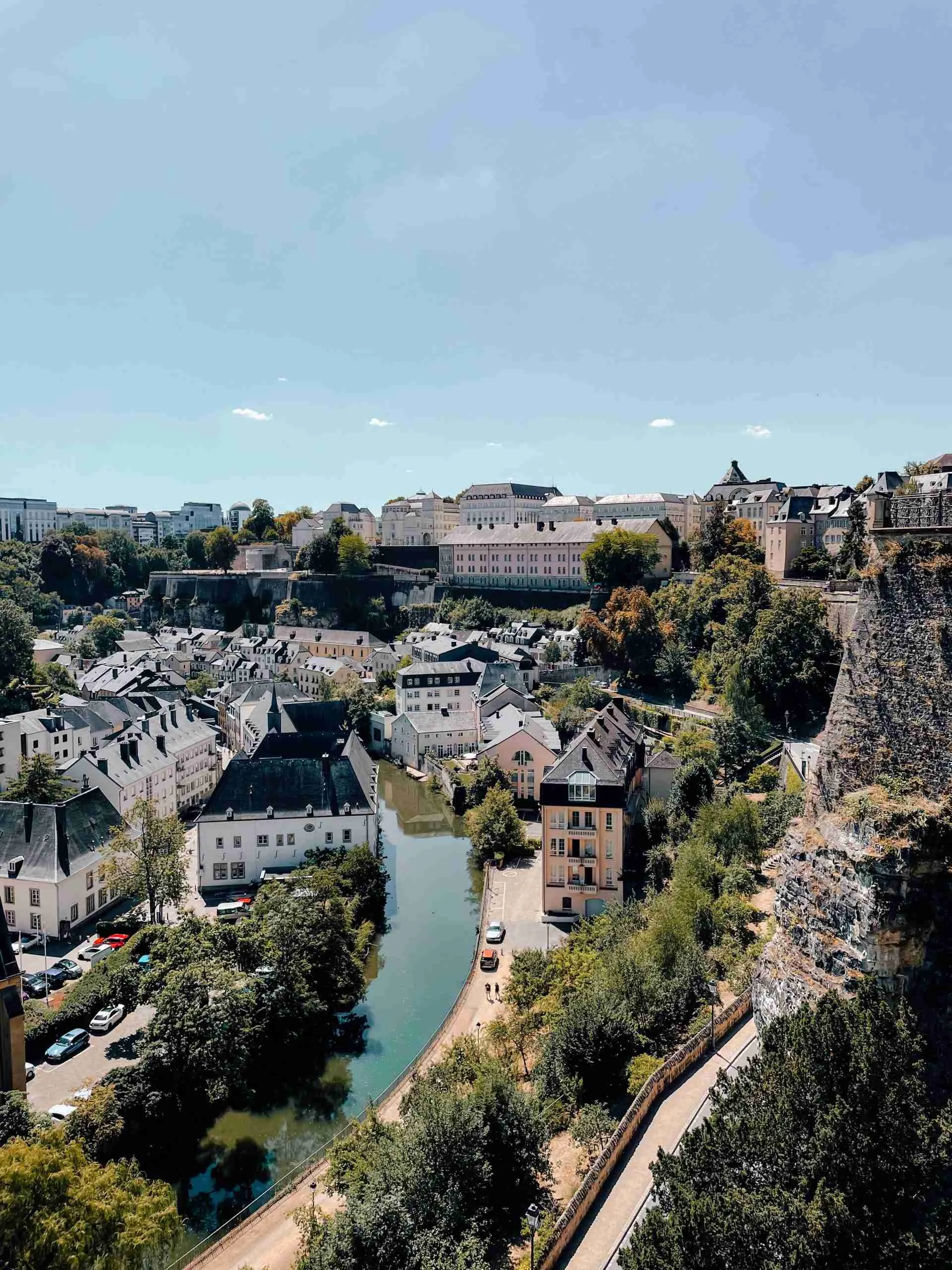 View overlooking the Lower City of Luxembourg from the Chemin de la Corniche