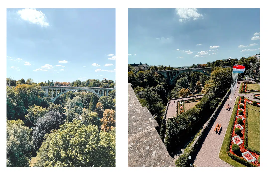 The view overlooking the valley and gardens in Luxembourg city 