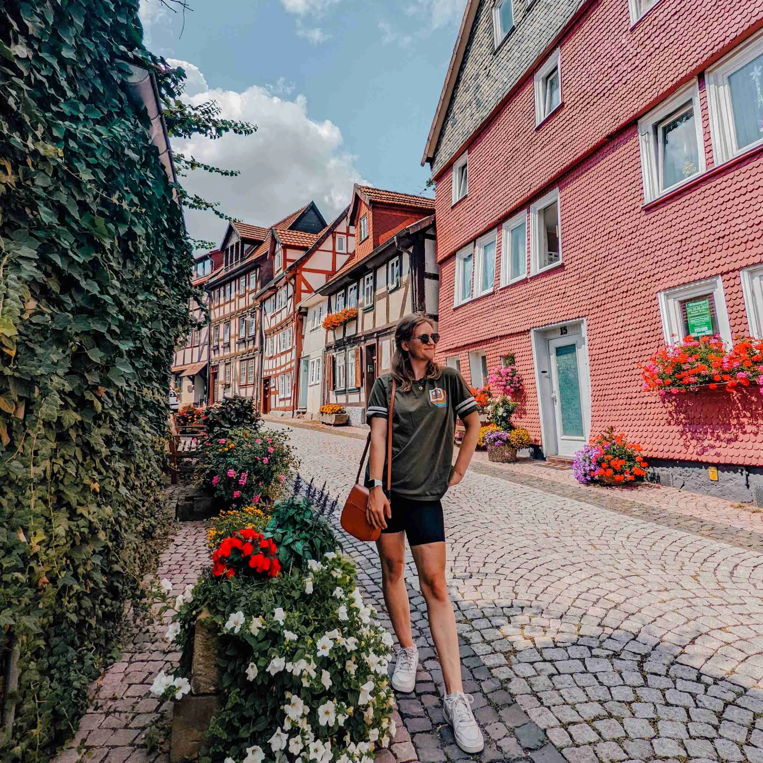 The colourful, timber framed streets of a small town in Germany, one of my summer holidays 