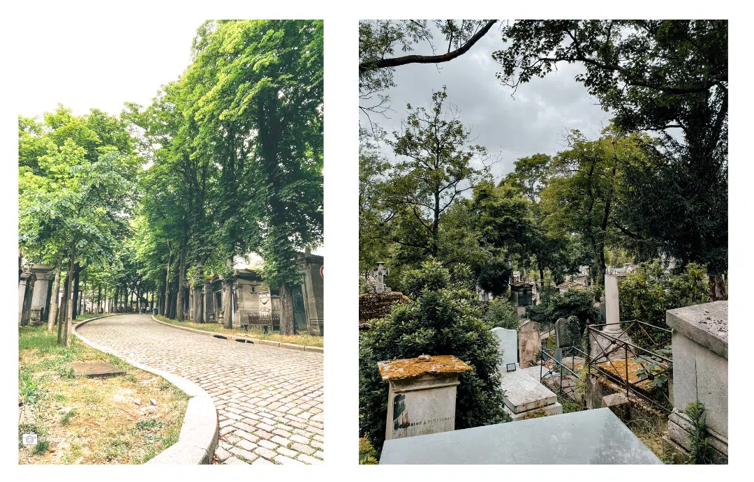 the cobblestone paths inside the Père Lachaise cemetery 