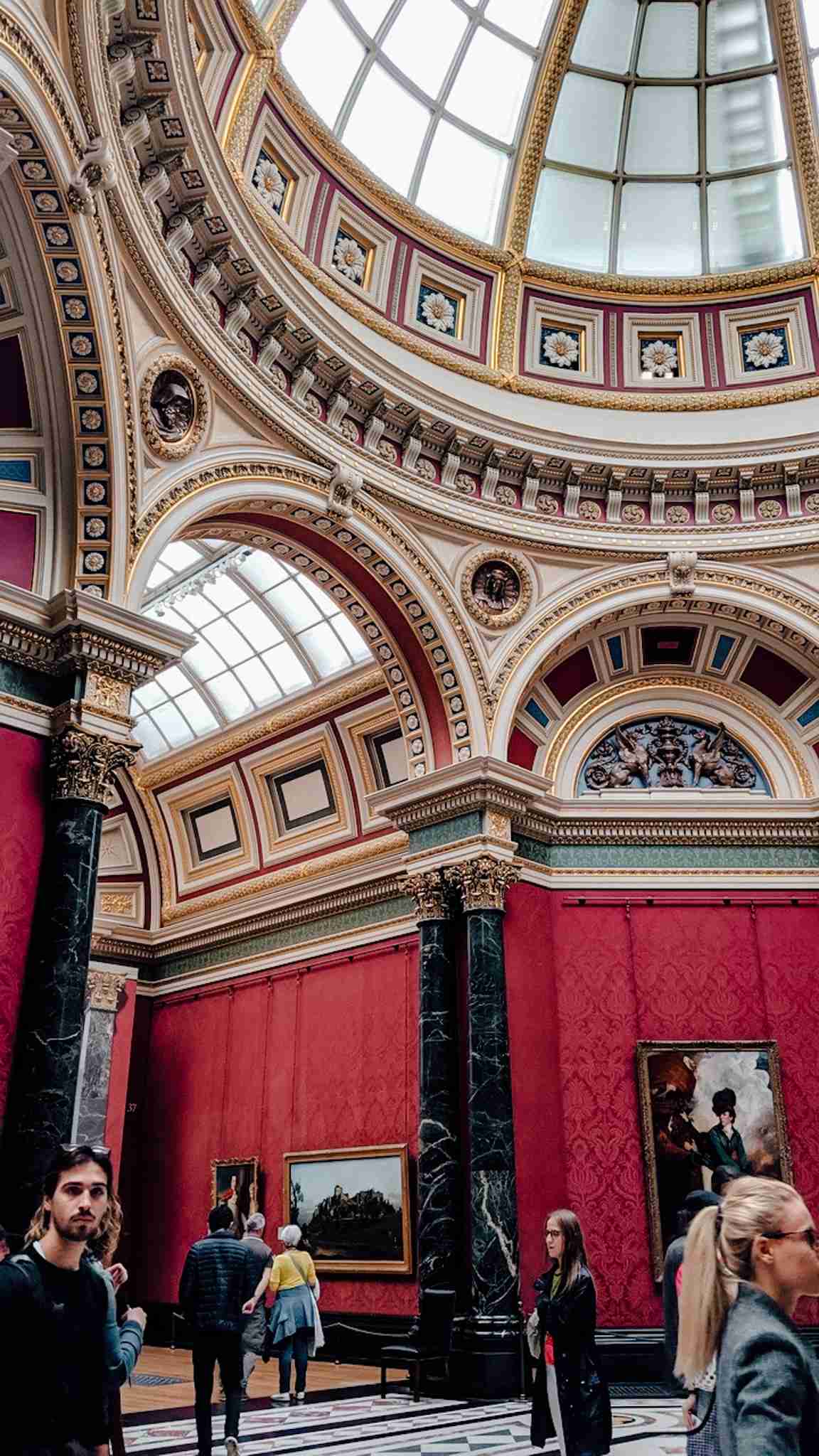 Inside the main atrium in the National Gallery in London - one of my favourite of London's museums