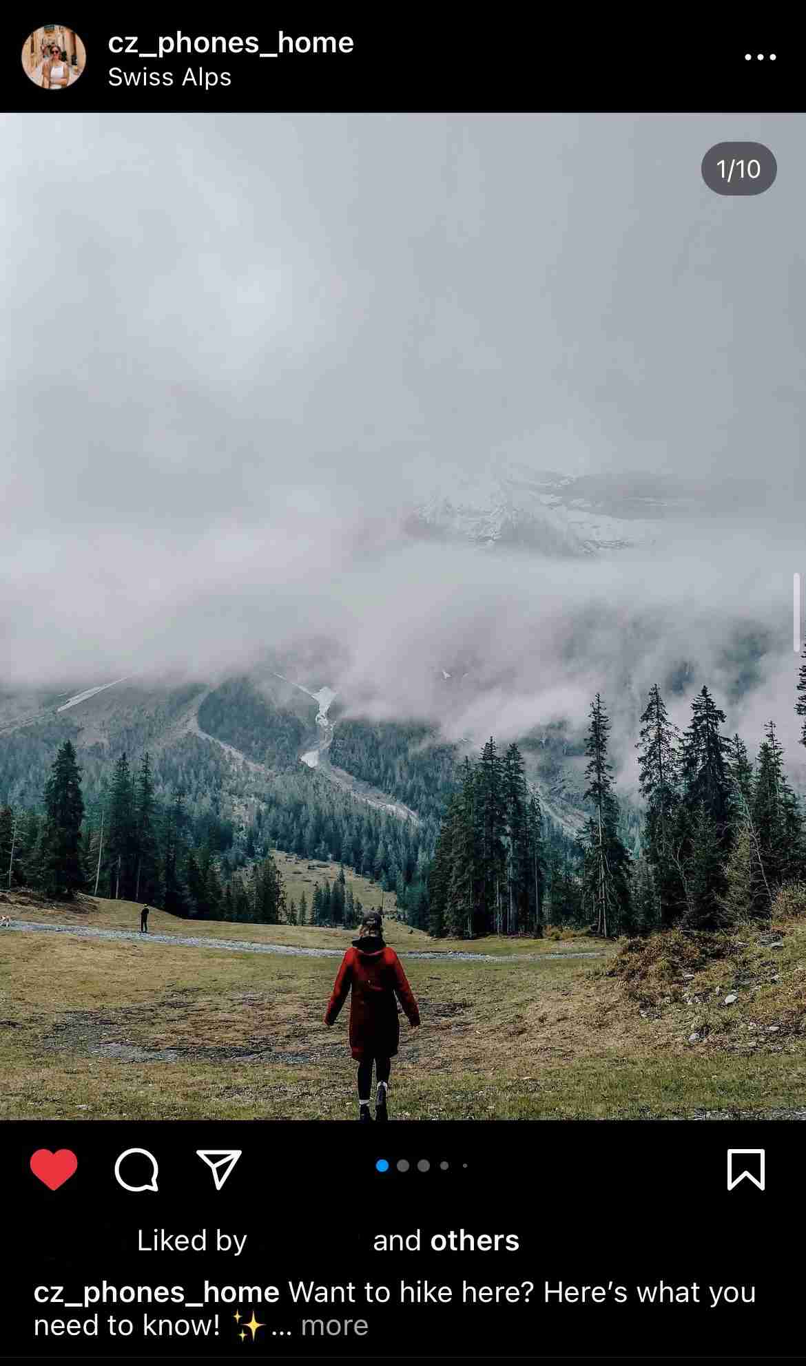 A screenshot of a girl in the Swiss alps in the Jungfrau Region - linked to an instagram post 