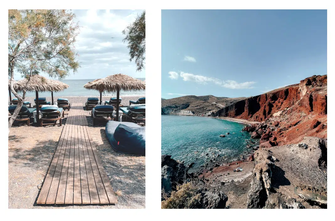 Two beautiful beaches in Santorini - one with black sand and one with red sand! 