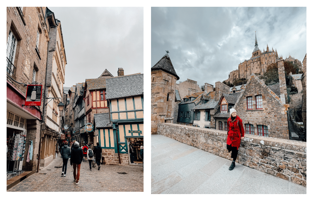 The tiny, medieval streets of Mont St Michel