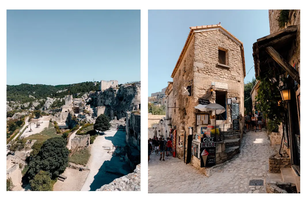 The view overlooking les Baux de Provence castle along with the cute medieval streets 